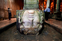 Medusa head in the Basilica Cistern from the Roman period